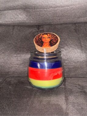 Multi-Color Layered Jar Candle with Decorative Cork Lid